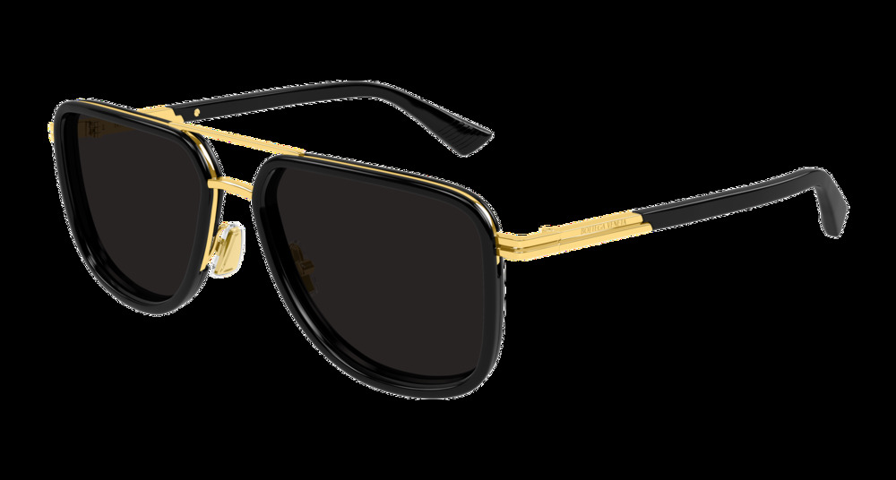 Bottega Veneta BV1463S Squared Aviator Sunglasses in Black